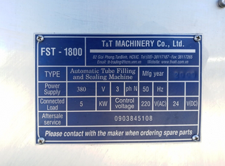 T&T Machinery FST-1800 Automatic Tube Filling & Sealing Machine, 220VAC 3Ph 50Hz