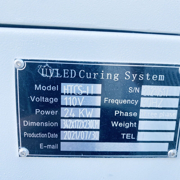 UVLED Curing System with  chain Conveyor Model HTCS-11  67X134X80" 110V, 3 Phase