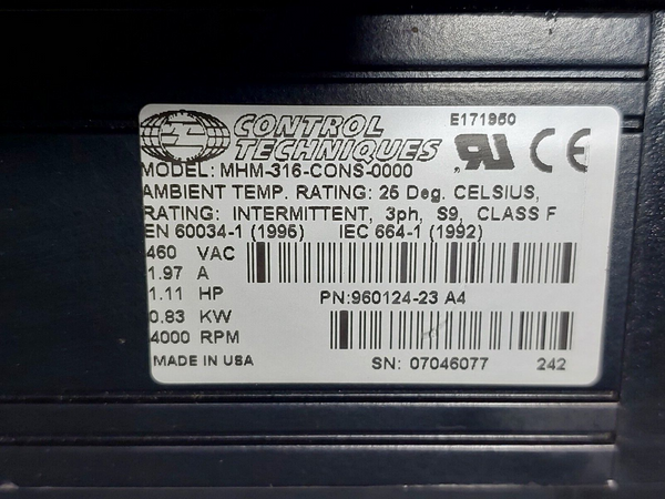 CONTROL TECHNIQUES MHM-316-CONS-0000 SERVO MOTOR