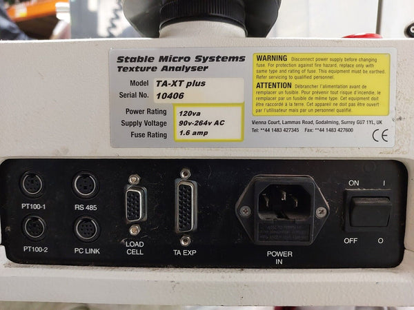 Stable Micro Systems C185091 TA-XT plus Texture Analyzer W Heating Chamber