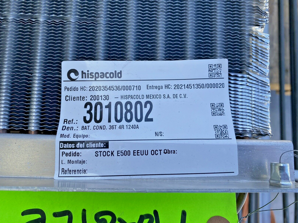 Hispacold / Indus Condenser (BOVA) 3010802, HISP3010802, 36T, 4R, 1240A